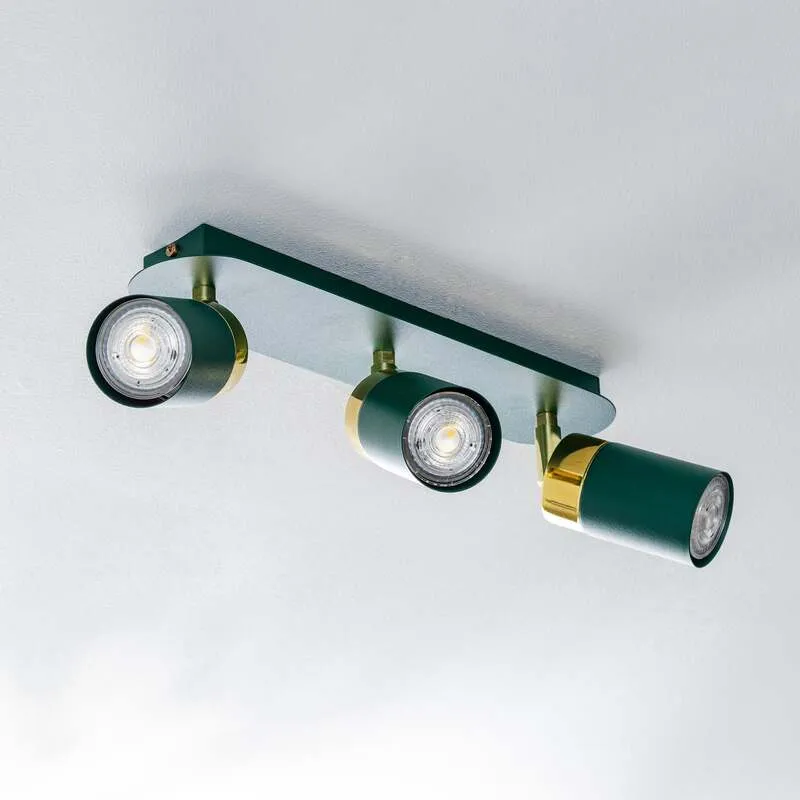 B-Ware Eko-Light Deckenstrahler Joker LED Strahler dimmbar grün gold 3-flammig 45x6cm