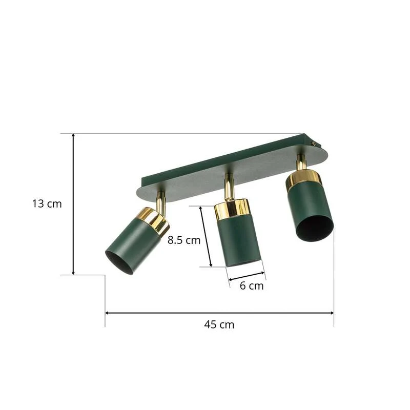 B-Ware Eko-Light Deckenstrahler Joker LED Strahler dimmbar grün gold 3-flammig 45x6cm