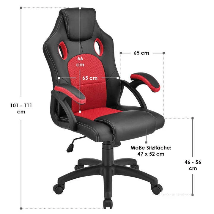 B-Ware Racing Schreibtischstuhl Montreal ergonomisch gepolstert Rot höhenverstellbar