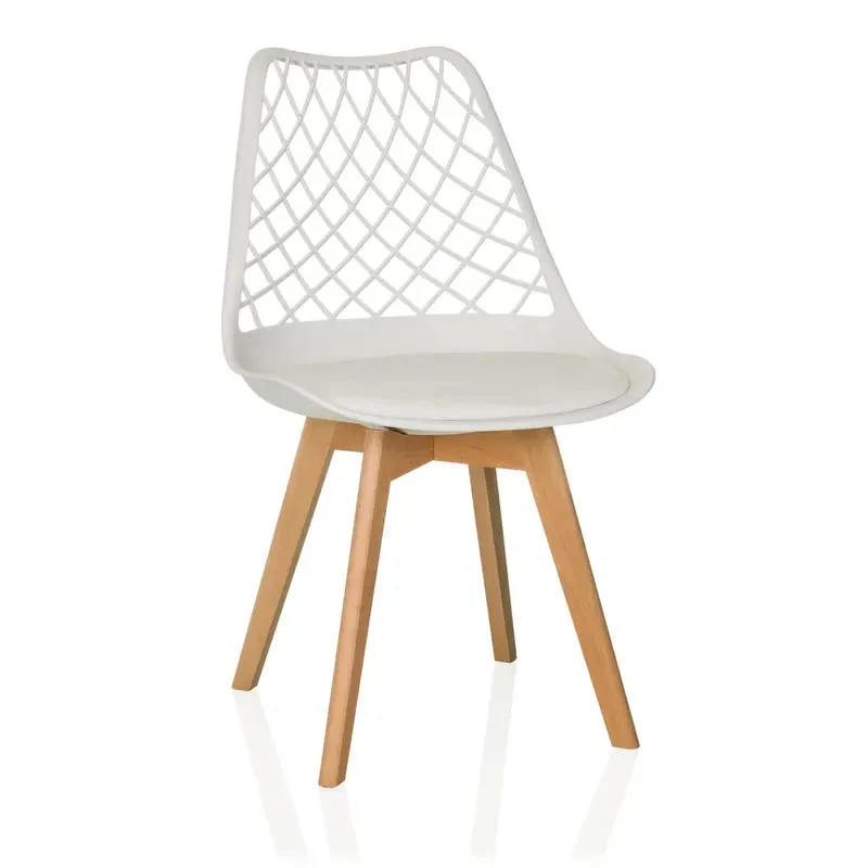 B-Ware hjh LIVING Schalenstuhl Stuhl Esszimmerstuhl weiß Kunststoff Massivholz