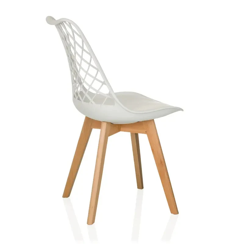 B-Ware hjh LIVING Schalenstuhl Stuhl Esszimmerstuhl weiß Kunststoff Massivholz