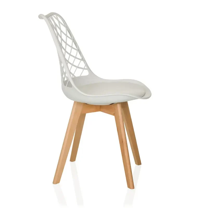 B-Ware hjh LIVING Schalenstuhl Stuhl Esszimmerstuhl weiß Kunststoff Massivholz