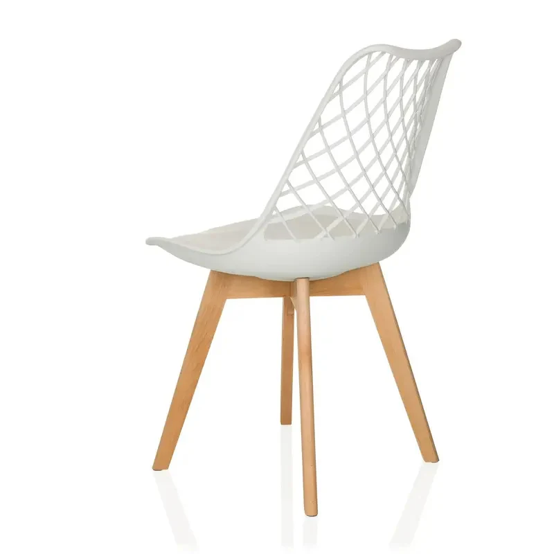 B-Ware hjh LIVING Schalenstuhl Stuhl Esszimmerstuhl weiß Kunststoff Massivholz