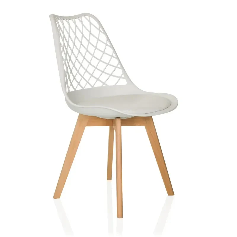 B-Ware hjh LIVING Schalenstuhl Stuhl Esszimmerstuhl weiß Kunststoff Massivholz