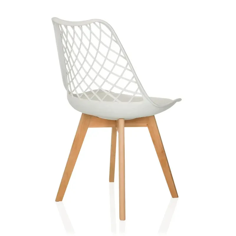 B-Ware hjh LIVING Schalenstuhl Stuhl Esszimmerstuhl weiß Kunststoff Massivholz