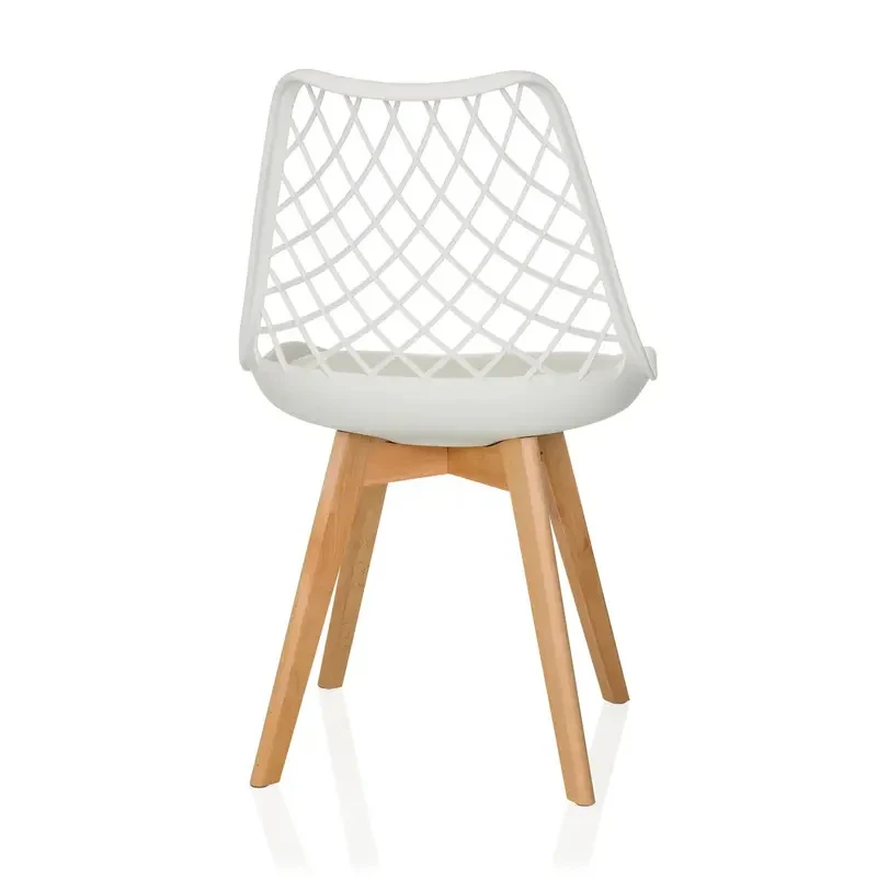 B-Ware hjh LIVING Schalenstuhl Stuhl Esszimmerstuhl weiß Kunststoff Massivholz
