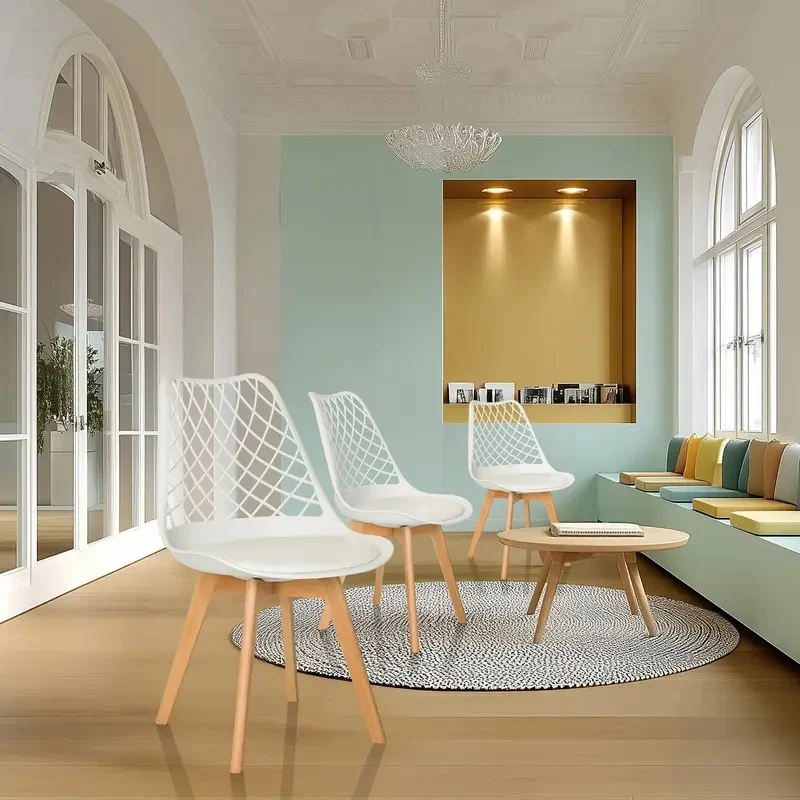 B-Ware hjh LIVING Schalenstuhl Stuhl Esszimmerstuhl weiß Kunststoff Massivholz