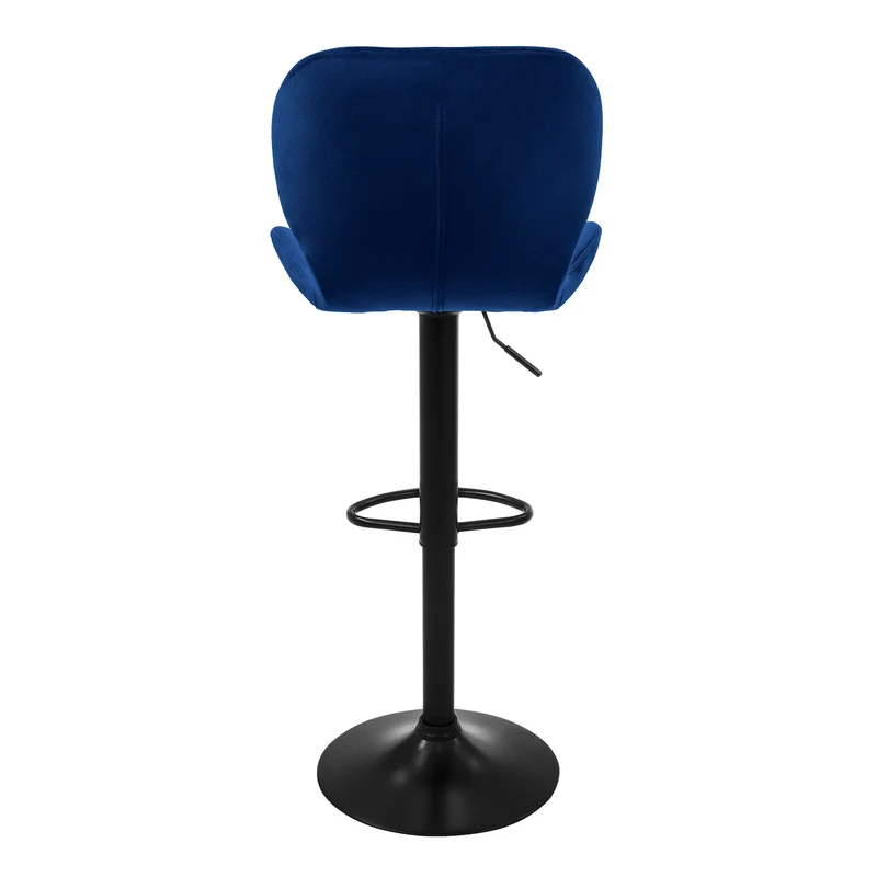 B-Ware Barhocker 2er Set Blau Samtbezug mit Rückenlehne und Fußstütze höhenverstellbar 59-79cm ML-Design