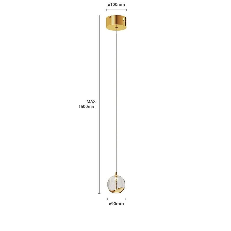 B-Ware Lucande LED-Pendelleuchte Hayley Pendelleuchte Lampe Leuchte Glaskugel 1-fl gold