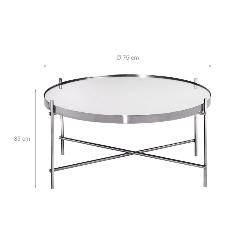 B-Ware Couchtisch Ø 75x35 cm Silber aus Metall und Glass WOMO-DESIGN