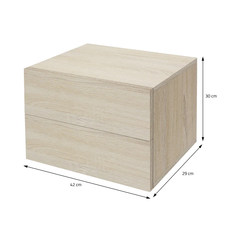 2er Set Nachttisch mit zwei Schubladen 42x29x30 cm Sonoma-Eiche ML-Design