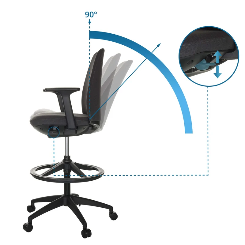 B-Ware hjh OFFICE Arbeitsstuhl Counterstuhl Drehstuhl NESTORA WORK Stoff schwarz