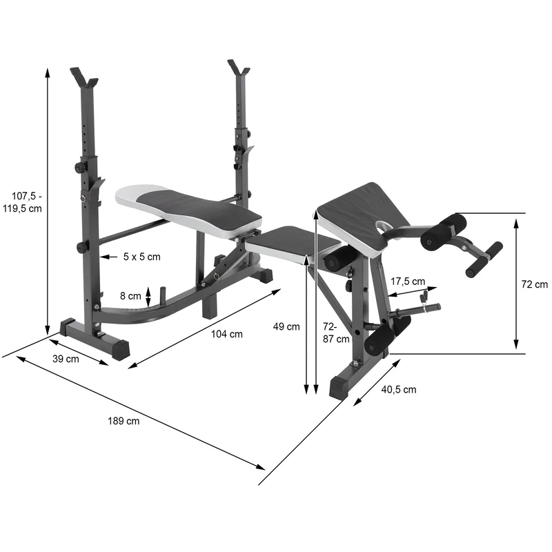 Multifunktion Hantelbank mit Ablage anthrazit aus Metall bis 255 kg