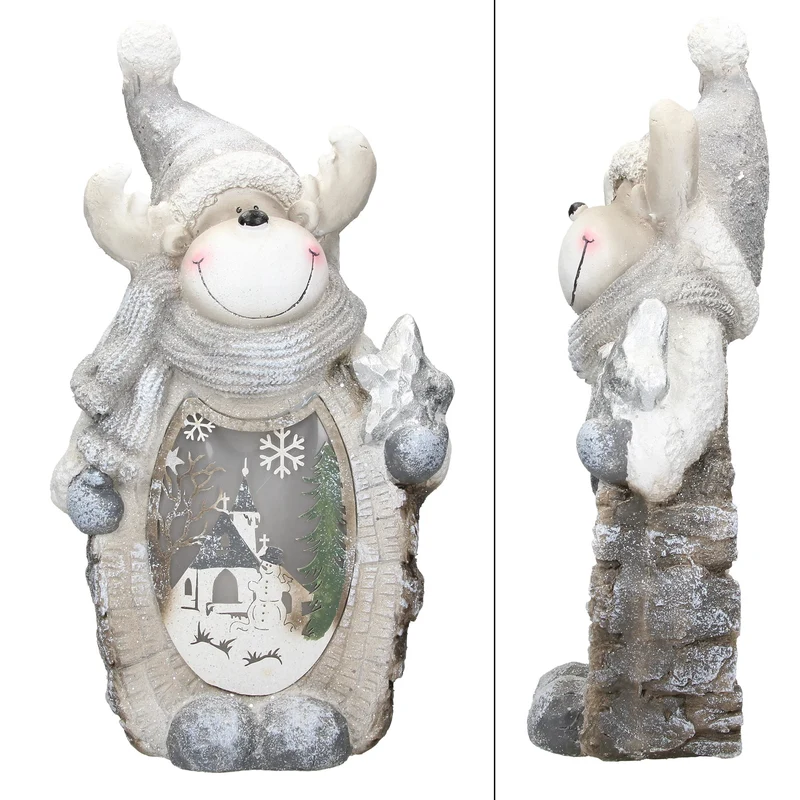 Rentier Figur mit LED Beleuchtung 53 cm aus Polyresin