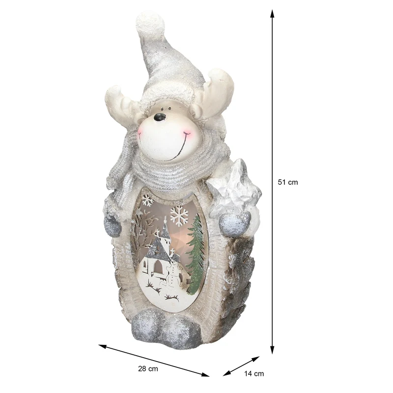 Rentier Figur mit LED Beleuchtung 53 cm aus Polyresin