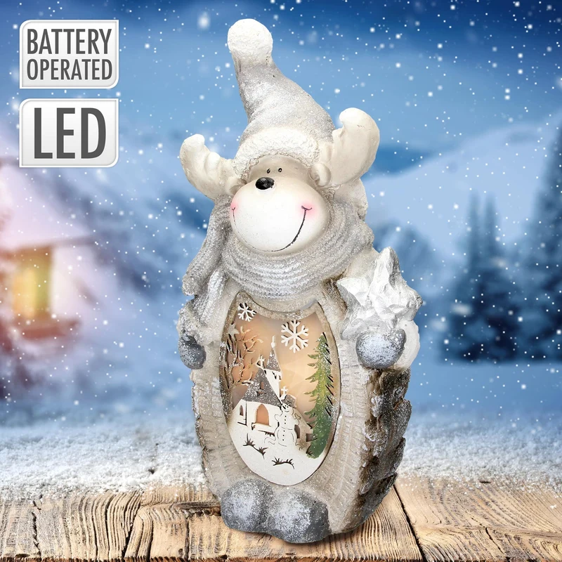 Rentier Figur mit LED Beleuchtung 53 cm aus Polyresin