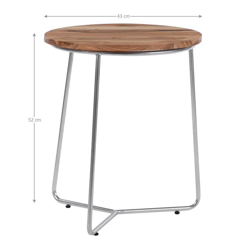 Beistelltisch 2er Set Natur/Silber Ø 43x52 / 38x45 cm rund aus Mangoholz und Eisen WOMO-Design
