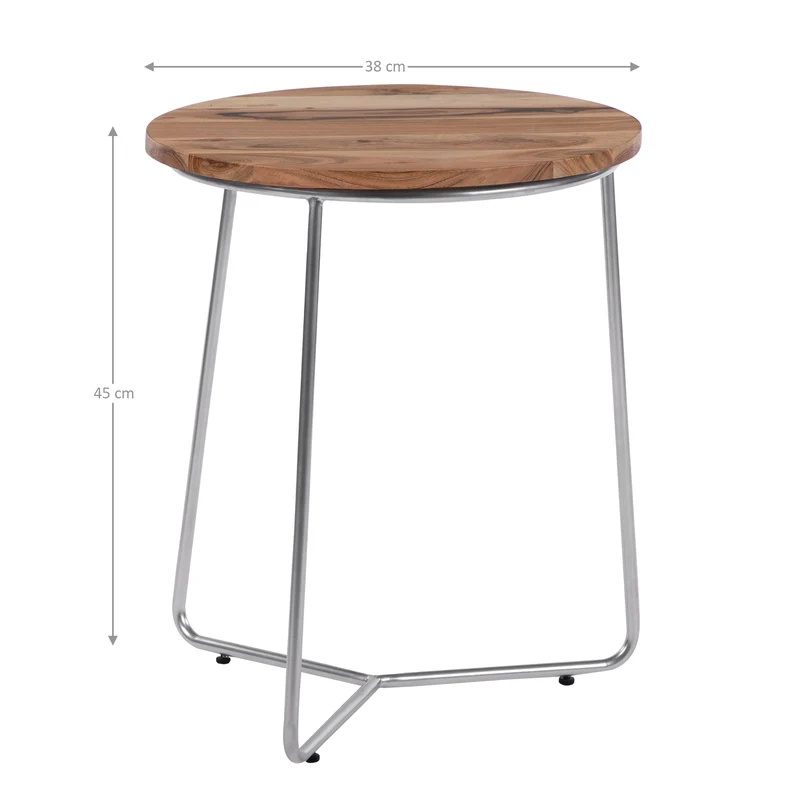 Beistelltisch 2er Set Natur/Silber Ø 43x52 / 38x45 cm rund aus Mangoholz und Eisen WOMO-Design