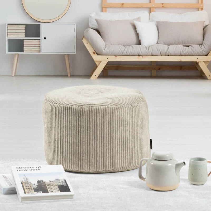 B-Ware mokebo Pouf 'Der Faule Lenz' Hocker Sitzhocker Fußhocker Cord 40x60 cm beige XL