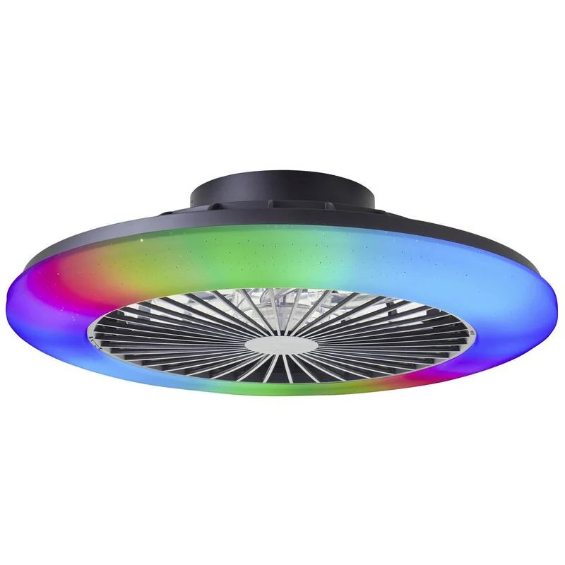 B-Ware Brilliant Salerno LED Deckenleuchte 49cm mit Ventilator dimmbar Schwarz