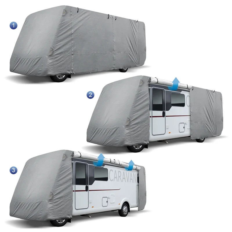 Ganzgarage für Wohnmobile Größe M 610x235x275 cm Atmungsaktiv aus Vliesstoff