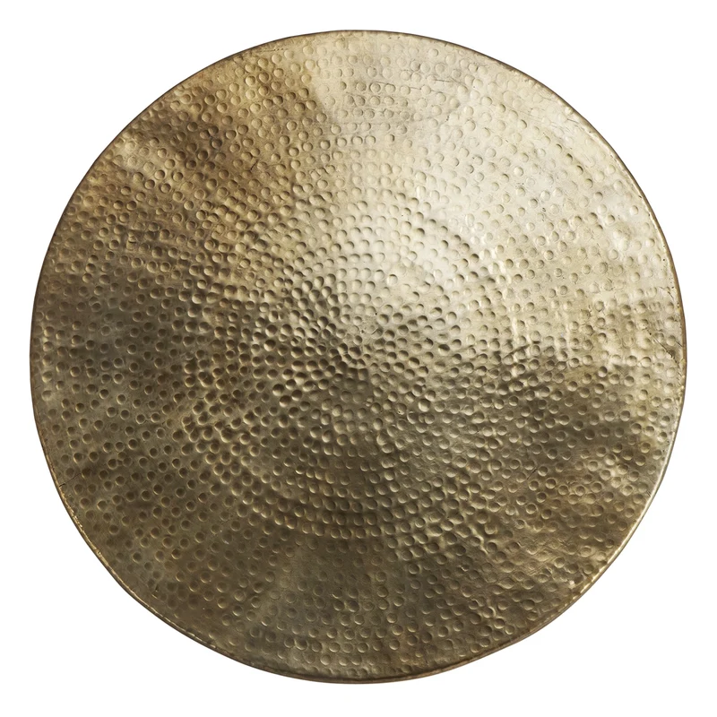 B-Ware Couchtisch rund Ø 59x30,5 cm Gold aus Aluminium-Legierung in Hammerschlag-Technik WOMO-DESIGN