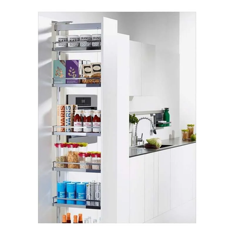 B-Ware HETTICH Hochschrankauszugrahmen Dispensa 90° 1845-2245mm Stahl silber 6 Tablare
