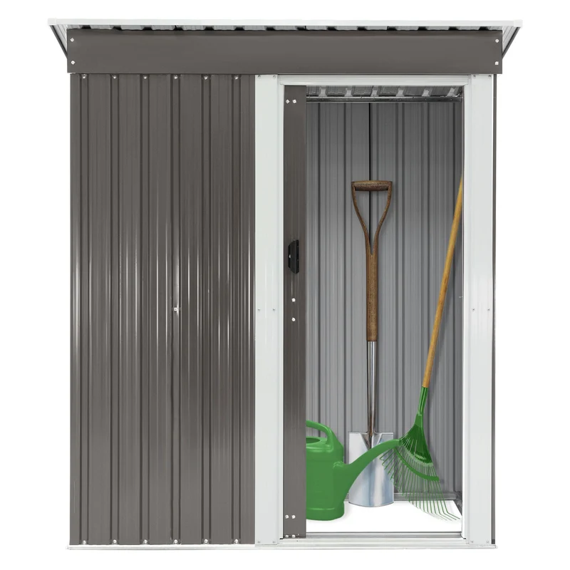 Gerätehaus 150x184x76 cm Hellgrau aus Metall ML-Design