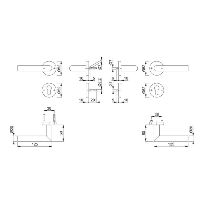 B-Ware Hoppe FS-Garnitur Edelstahl Amsterdam PZ DIN L/R 40-65mm Sertos-Verbindung F69
