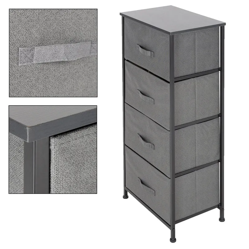 Kommode mit 4 Schubladen 45x30x94 cm Grau aus MDF ML-Design