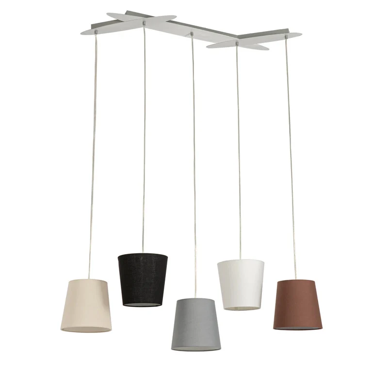 B-Ware Lucande Hängeleuchte Pendellampe Thamila Stoffschirme multicolour 5-flg E27 507