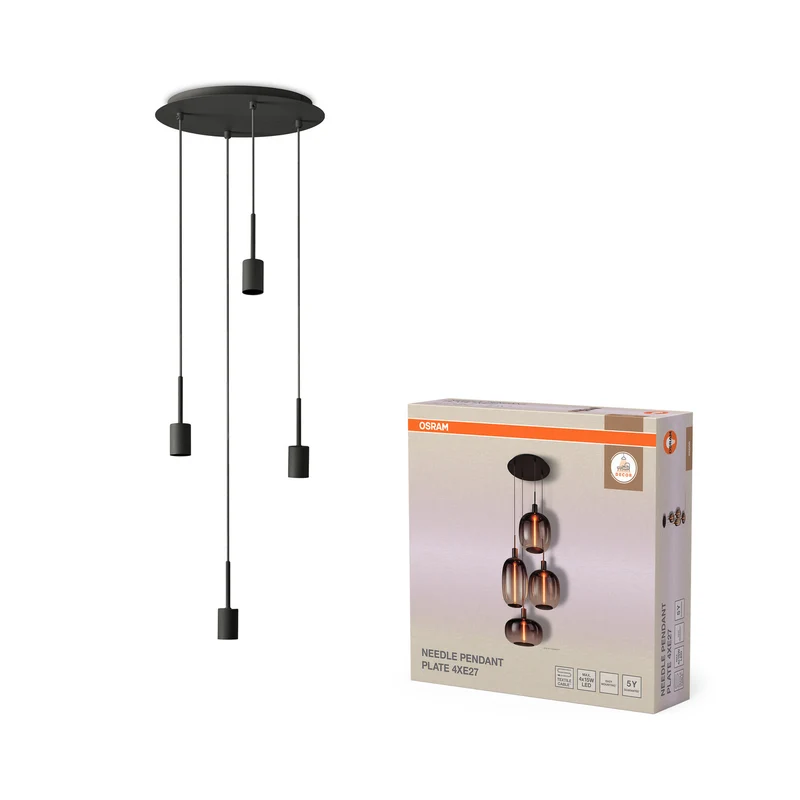 B-Ware OSRAM Pendelleuchte Hängelampe Decor Needle Plate Anthrazit 4-flammig E27 LED