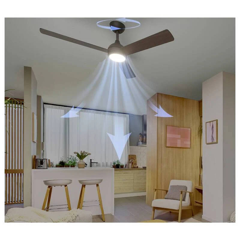 B-Ware Philips LED Deckenventilator 32W mit Fernbedienung Dimmbar Braun 170m³/h schwarz