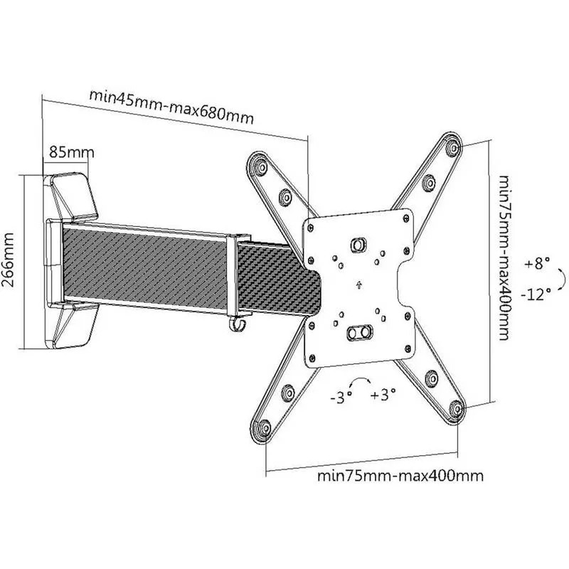 B-Ware My Wall TV-Wandhalterung Ausziehbar Neigbar Schwenkbar 58,4-139,7cm schwarz 35kg