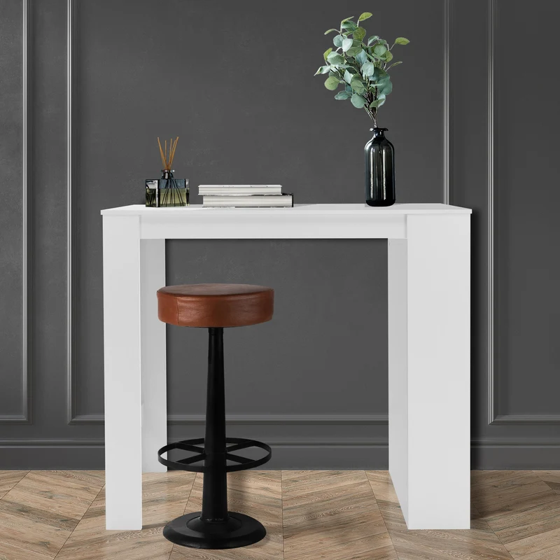 Bartisch mit 3-stufigem Regal 117x106x57 cm Weiß aus Holz ML-Design