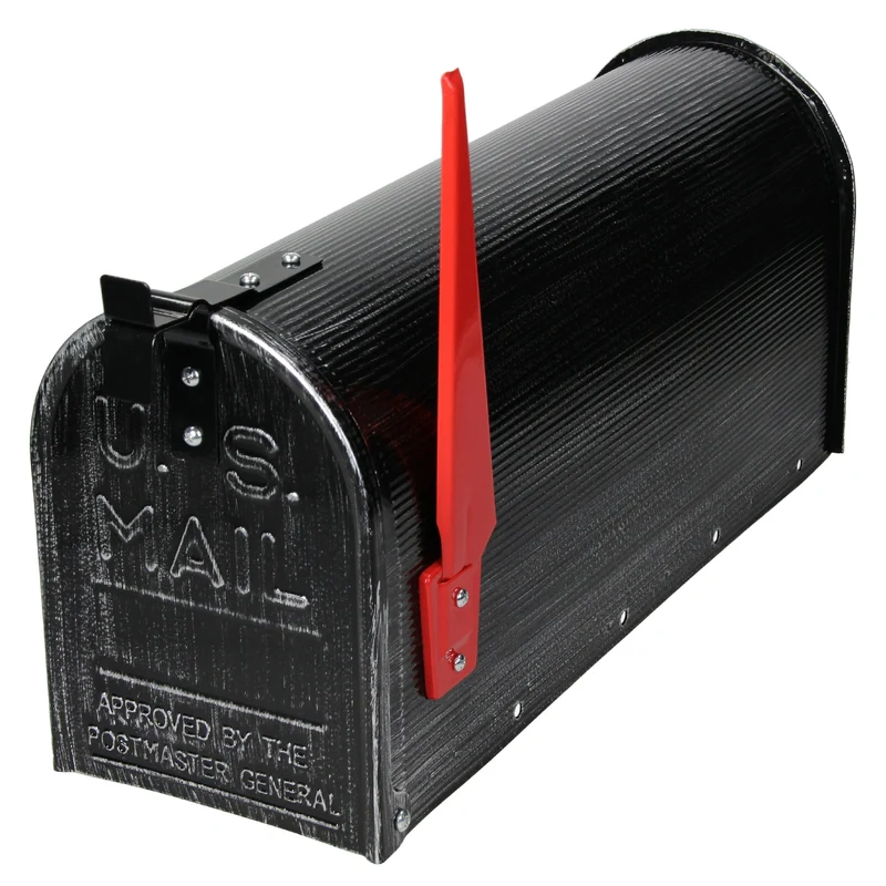 ML-Design US Mailbox mit aufrichtbarer Fahne und Wandhalterung retro-Schwarz aus Aluminium