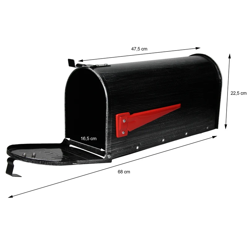ML-Design US Mailbox mit aufrichtbarer Fahne und Wandhalterung retro-Schwarz aus Aluminium