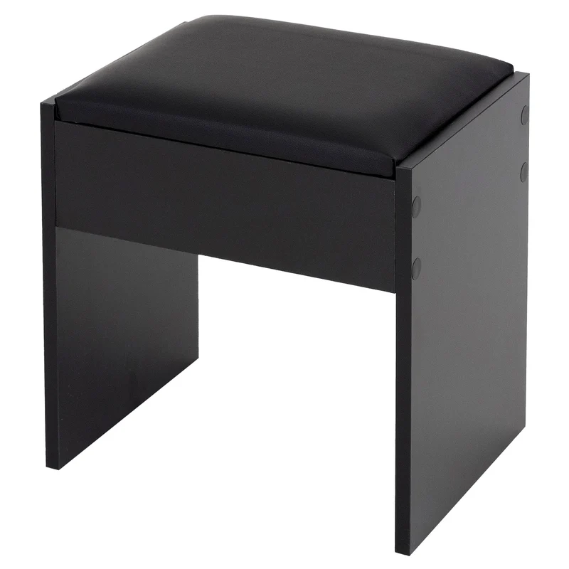 Schminktisch Frisiertisch 108x40x140 cm in Schwarz mit Spiegel, Schublade und Hocker ML-Design