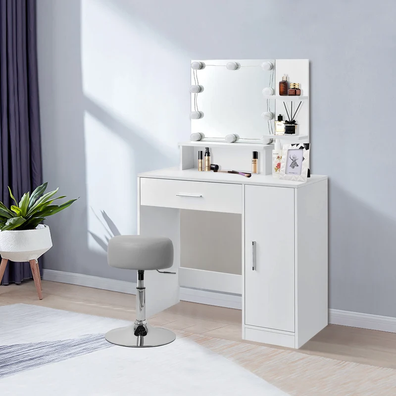 Sitzhocker Ø 33 cm Hellgrau aus verchromter Stahl ML-Design