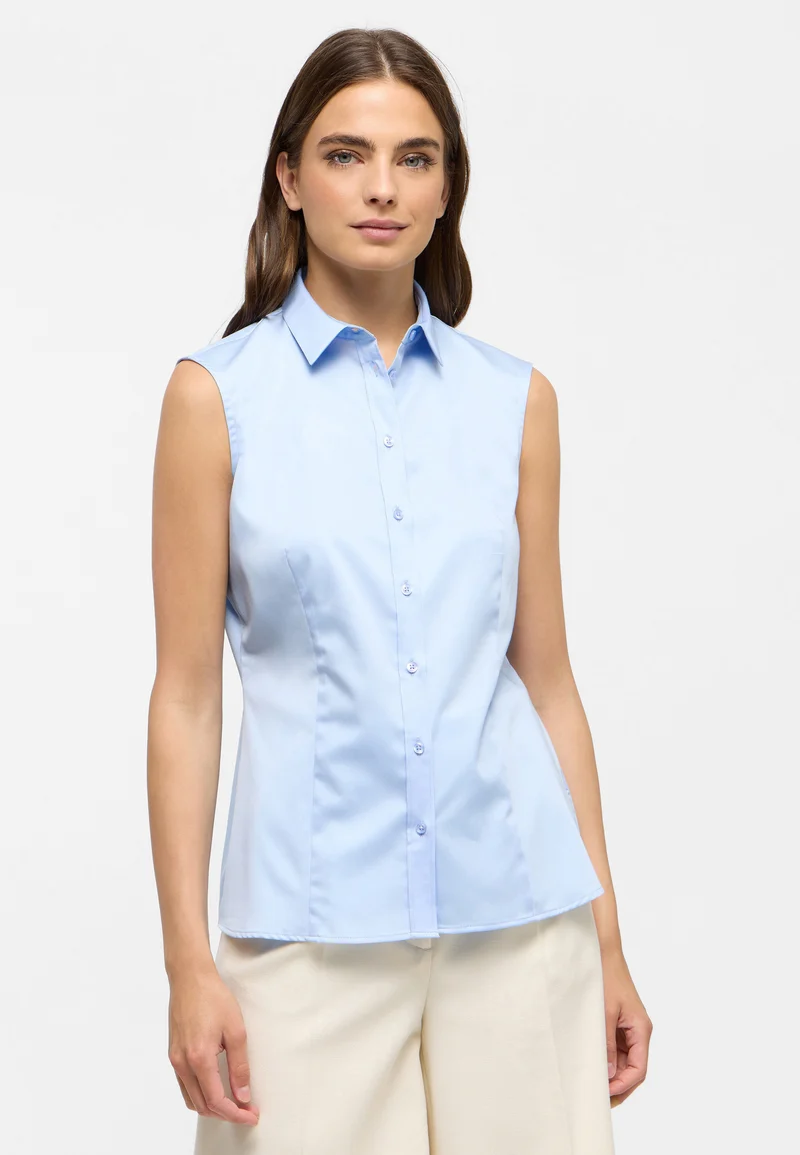 Satin Shirt Bluse Satingewebe ohne Arm