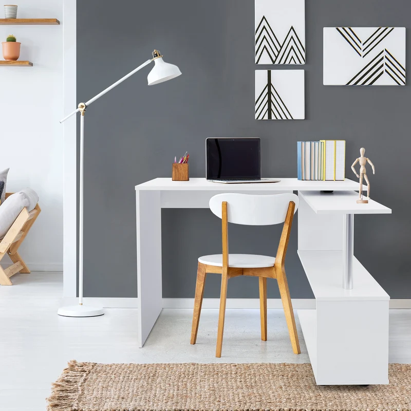 Schreibtisch mit vier Rädern 150x88x75 cm Weiß aus MDF ML-Design