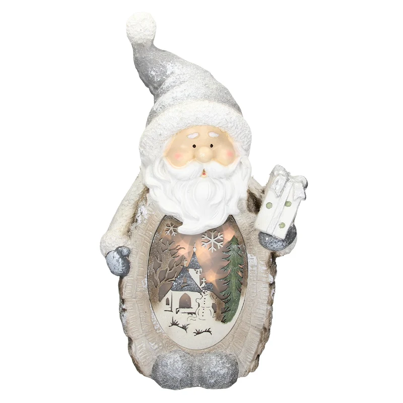 Weihnachtsmann mit LED Beleuchtung 52 cm aus Polyresin
