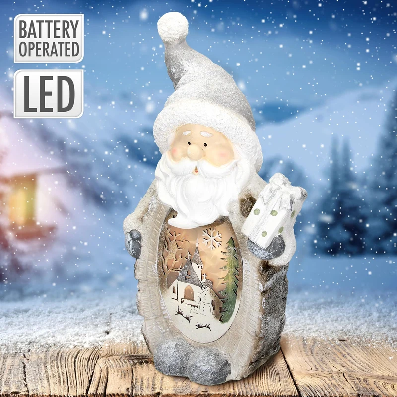 Weihnachtsmann mit LED Beleuchtung 52 cm aus Polyresin