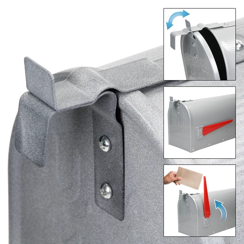 Briefkasten US Mailbox inkl. Wandhalterung Grau aus Aluminium ML-Design
