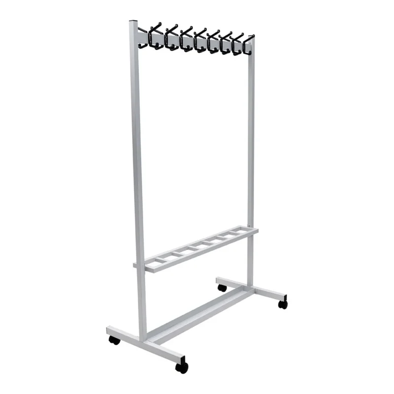 B-Ware STIER Reihengarderobenständer 1000x559x1695mm mit 16 Haken und Rollen