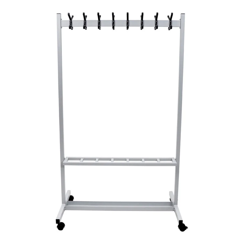 B-Ware STIER Reihengarderobenständer 1000x559x1695mm mit 16 Haken und Rollen