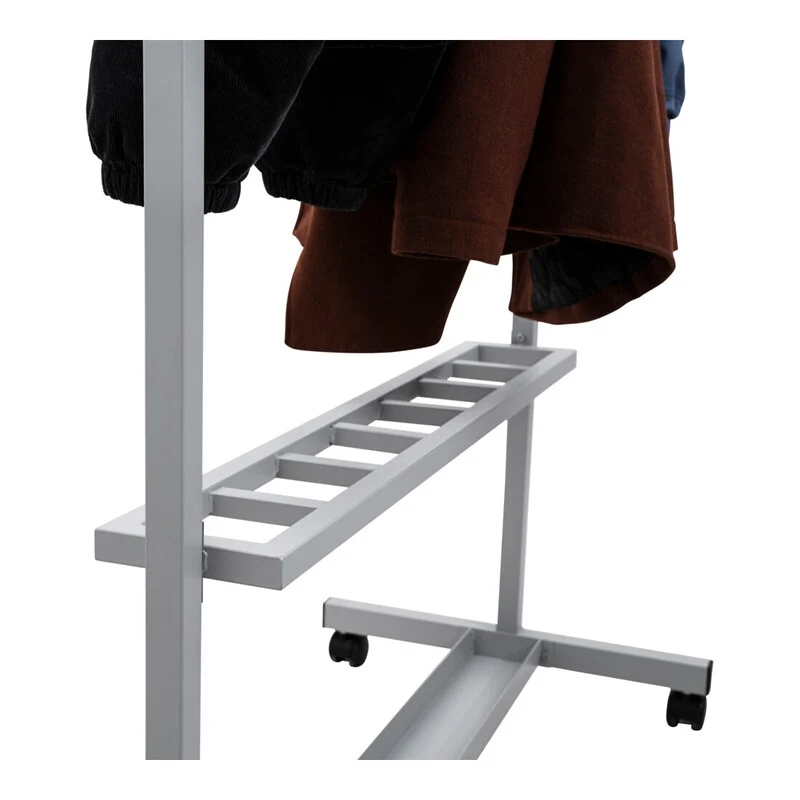 B-Ware STIER Reihengarderobenständer 1000x559x1695mm mit 16 Haken und Rollen