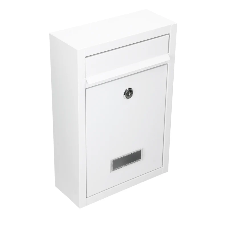 Briefkasten mit 2 Schlüsseln 215x9x32 cm Weiß aus Stahl