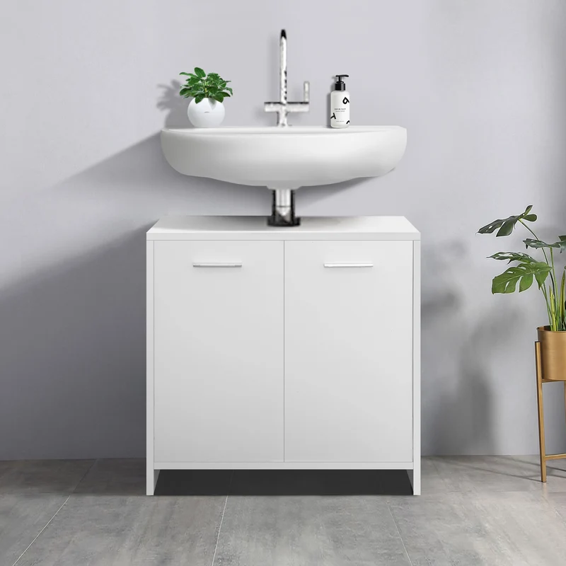 Badmöbel Set 4-Teilig modernen Stil Weiß aus Holz ML-Design
