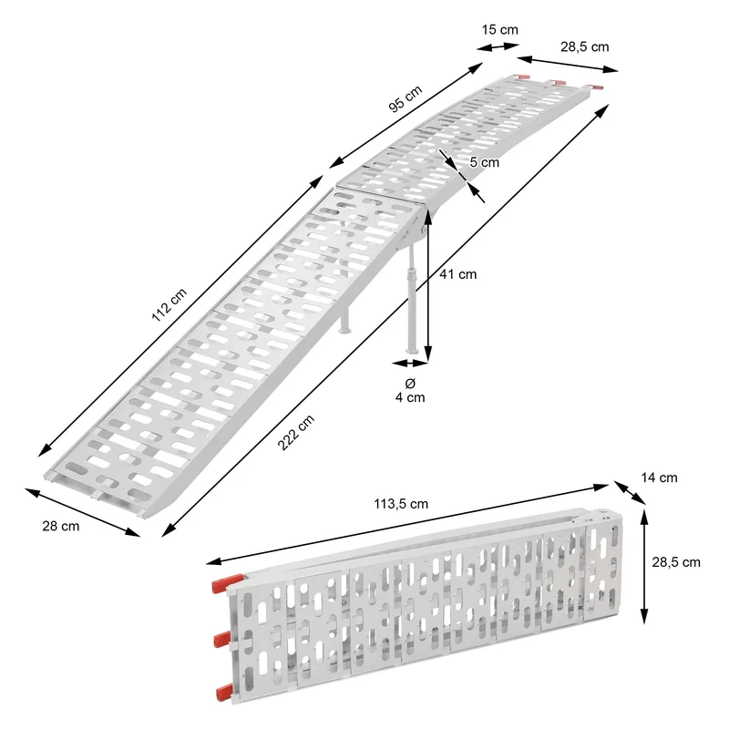 Auffahrrampe 2er Set mit Standfüßen aus Aluminium bis 340kg